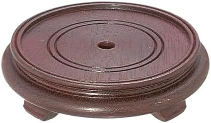 B&P Lamp® 4 Inch Top Inset Diameter Oriental Wooden Base, Waxed Rosewood Finish