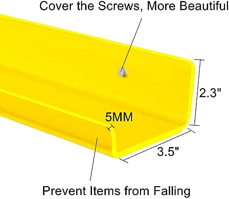 ROYALITA 2-Pack Acrylic Shelves Wall Mounted, 24 Inch Floating Shelves