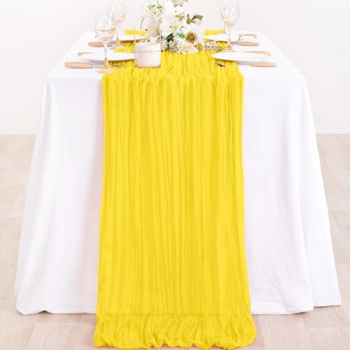 2 Pack Yellow Cheesecloth Table Runner 10ft Rustic Gauze Centerpiece