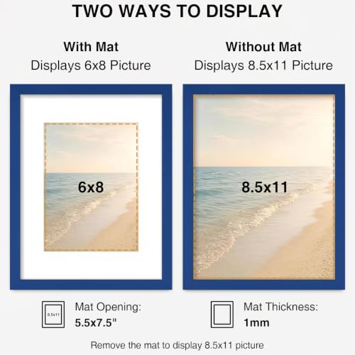 Vittanly 8.5x11 Picture Frames Set of 5, Certificate Frame, Royal Blue
