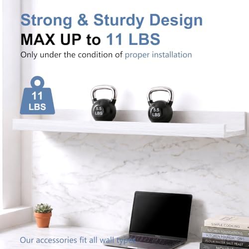 White Picture Ledge Shelves, 36 Inch Long Floating Shelf Set of 2