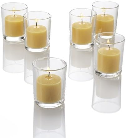 Set of 144 Richland Votive Candles Yellow Unscented and 144 Clear Glass Eastland Votive Holders