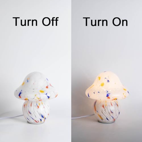 HEQET Mushroom Lamp for Bedroom,Mid Century Modern Lamp for Nightstand, Dimmable Retro Egg Tart Bedside Small Lamps,Unique Home Mushroom Decor Aesthetic Cute Table Lamps for Living Room