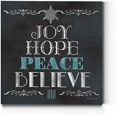 Renditions Gallery Canvas Art Prints for Home Decor Joy Hope Peace Believe Christmas Inspirational Tree Wall Hanging Artowrk for Living Room Home Kitchen Wall Decorations - 32"X32" LT05