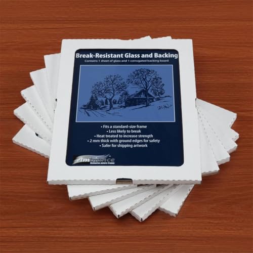 Ambiance Break-Resistant Picture Frame Glass and Backing 18"X24" for Replacement or Empty Frames, 2mm Thick, Rounded Edges for Safe Handling, White Corrugated Cardboard