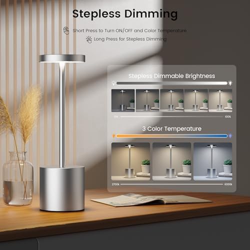 Cordless Table Lamp Rechargeable,Battery Powered LED Outdoor Table Light
