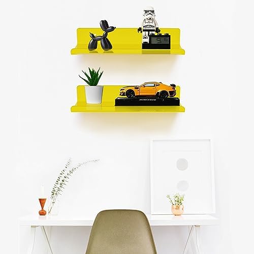 ROYALITA 2-Pack Small Acrylic Shelves Wall Mounted, 12 in Display Shelves