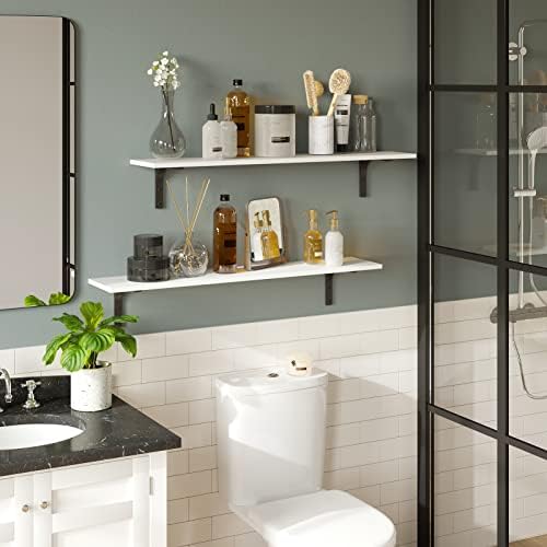 DINZI LVJ Long Wall Shelves, 39.4Inch Wooden Wall Mounted Shelves, Set of 2