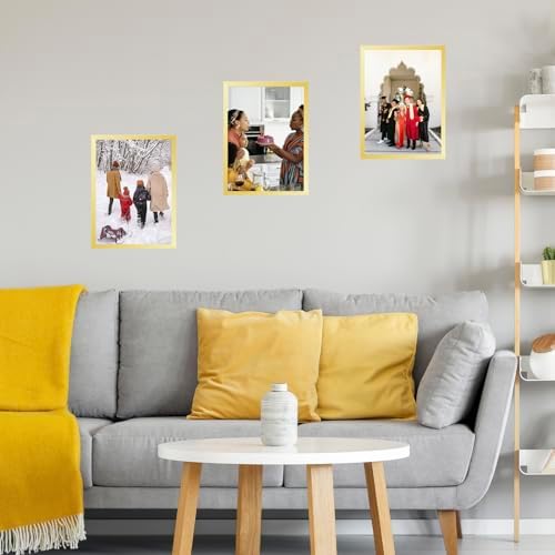 JCJMY 11x15 Gold Picture Frame Set of 6, Horizontal and Vertical Formats for Wall Hanging, 11 x 15 Wall Gallery Poster Photo Frames with Shatter Resistant Plexiglass, 6 Pack, Gold
