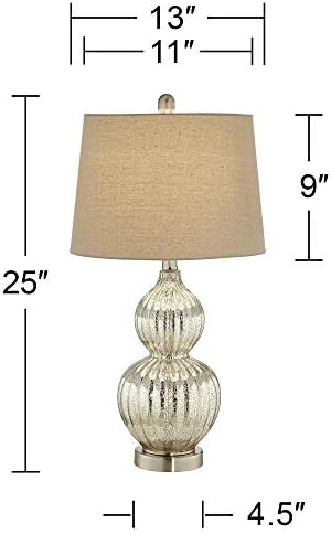 Lili 25" High Table Lamp Silver Fluted Mercury Glass Country Traditional