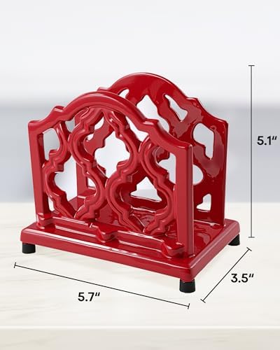 JOGREFUL Cast Iron Napkin Holder, Kitchen Organizer Classic Red