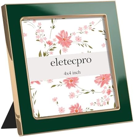 eletecpro 4x4 Enamel Picture Frame with Real Glass Cover, Green, 1-Pack
