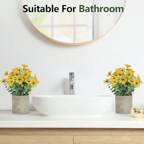 2 Pack Small Fake Plants Potted Artificial Plants Artificial Flowers Potted
