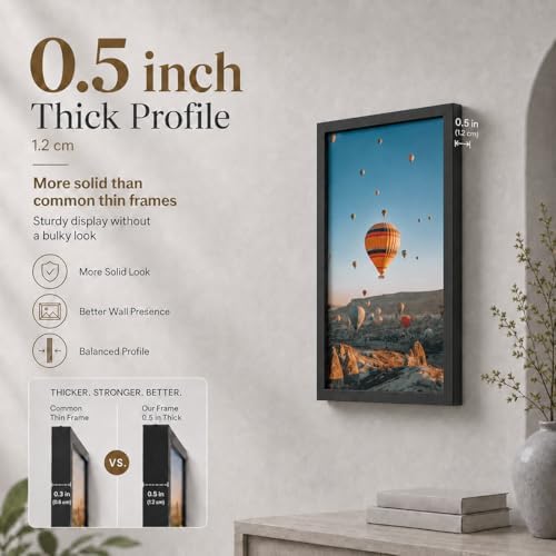 JCJMY 12x15 Black Picture Frame Set of 6, Horizontal and Vertical Formats for Wall Hanging, 12 x 15 Wall Gallery Poster Photo Frames with Durable Shatter Resistant Plexiglass, 6 Pack, Black