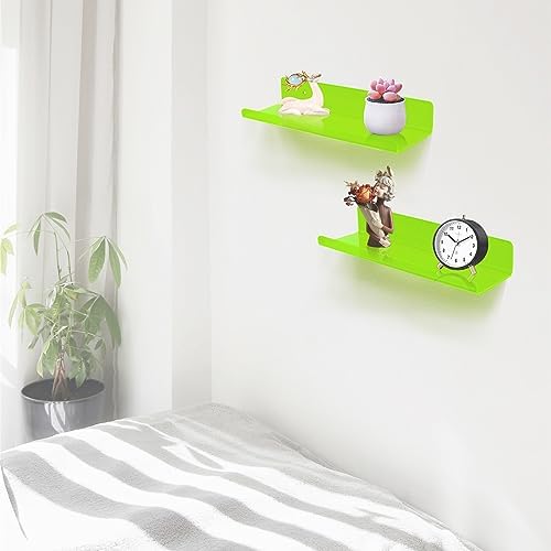 ROYALITA 2-Pack Small Acrylic Shelves Wall Mounted, 12 in Display Shelves