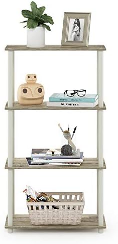 Furinno Turn-N-Tube Toolless 4-Tier Storage Shelves, Sonoma Oak