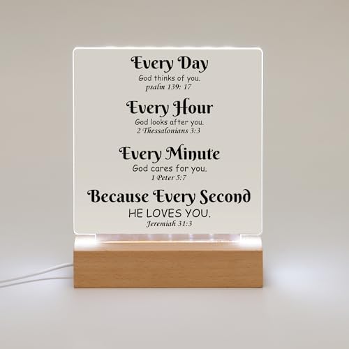 WSYEAR Bible Verse Acrylic Wooden Base Lamp with Inspirational Thoughts and Christian Religious Baptism Gifts for Women Wife Mom Men