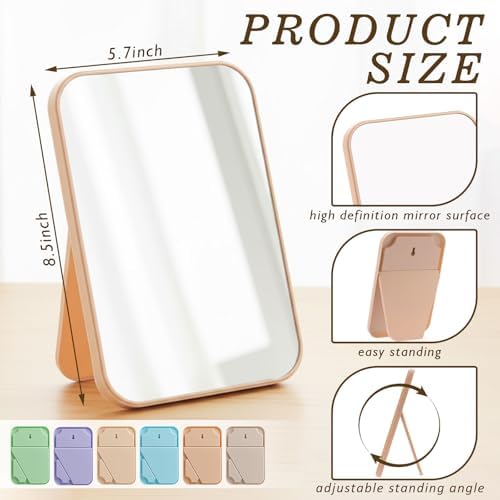 36 Pack 8x5 In Desk Makeup Mirror with Stand and Hanging Hole,6 Colors