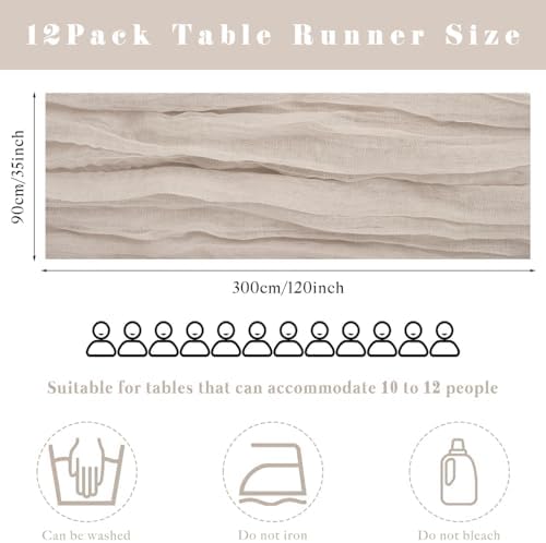 6 Pcs Cheesecloth Table Runner 10FT Rose Brown Runner for Tables Gauze Fabric 35 x 120 Inches Long Boho Table Runner Decor Rustic Sheer Runner for Wedding Birthday Bridal Shower Party (Rose Brown)