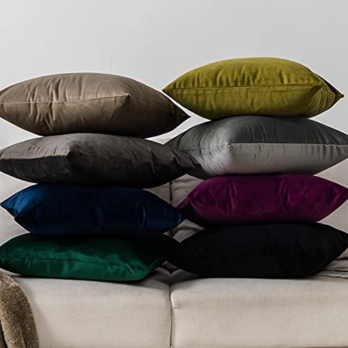 Grey Decorative Lumbar Velvet Throw Pillow Covers 12x20 inch Set of 2 with Zipper Luxury Soft Solid Rectangle Cushion Covers Case for Sofa Couch Bed Living Room