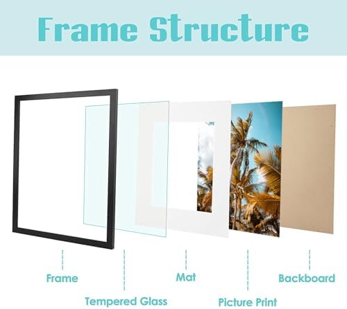Frametory 12 Pack 11x14 Black Picture Frame with Real Glass Mat for 8x10