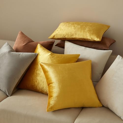JUSPURBET 12x20 Lumbar Velvet Throw Pillow Covers Set of 2,Golden