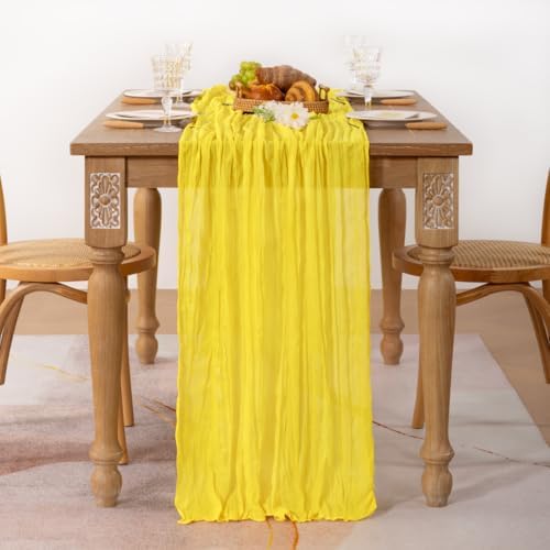 2 Pack Yellow Cheesecloth Table Runner 10ft Rustic Gauze Centerpiece