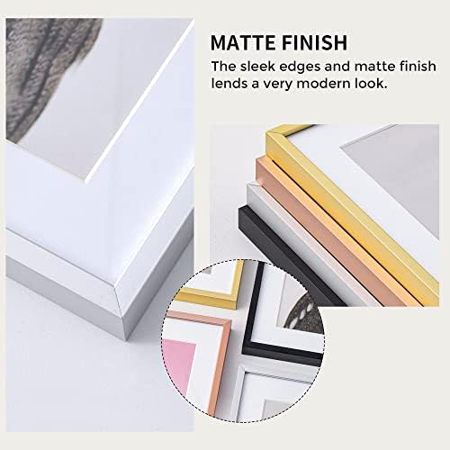 16x16 Metal Picture Frame with 12x12 Mat, Brushed Aluminum Finish, Tempered Glass Front, and Attached Hanging Hardware - Versatile Wall Display Frames for Vertical or Horizontal Orientation(Silver,