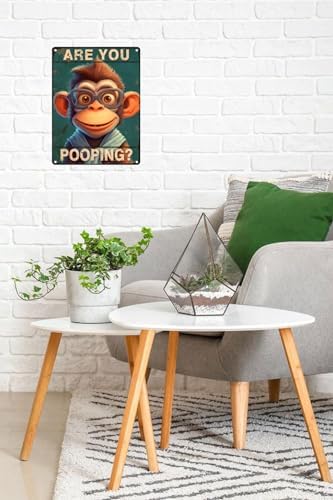 Are You Pooping Monkey Bathroom Funny Novelty Metal Sign Retro Wall Decor for Home Gate Garden Bars Restaurants Cafes Office Store Club Sign Gift Plaque Tin Sign 12x16 INCH(4118B)
