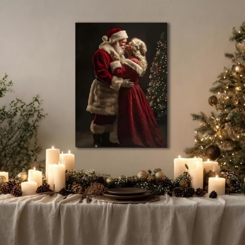 FLZYKGPA Santa Claus & Mrs. Claus Holiday Wall Decor 8x12in, Festive Art Perfect for Christmas, Thanksgiving, Indoor Use, Living Room Canvas Decoration Xmas Christmas Wall Art for Bedroom