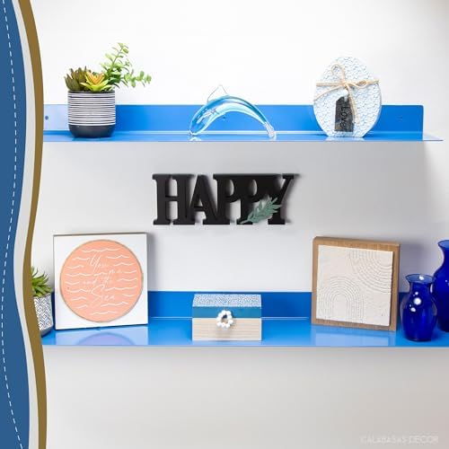12x8 in Metal Floating Shelf Blue Wall Mounted - Made in The USA - Bedroom, Living Room, Bathroom, Kitchen