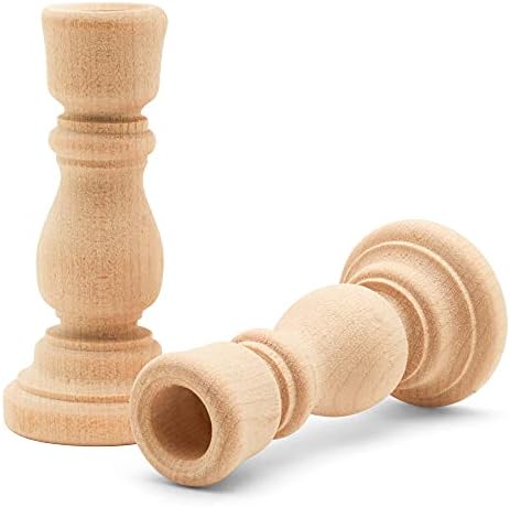 3-inch Mini Wooden Candlesticks with 1/2 inch Hole, Set of 25, for Craft Pedestals or Candle Holders, by Woodpeckers