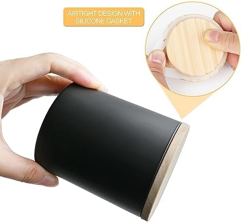 SHOWIN Thick Candle Jars for Making Candles 12 Pcs, 10 OZ Empty Jars with Wood Lids for Candle Making, Sample Container, Matte Black
