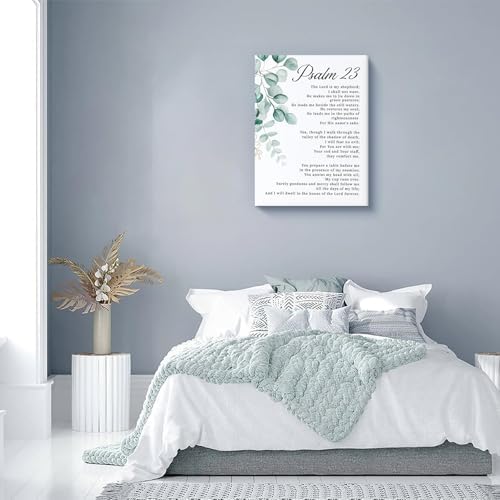 Psalm 23 Christian Wall Art Bible Verses Pictures Framed 12x16 Inch | Positive Scripture Wall Decor, Inspirational Quotes Paintings, Religious Artwork for Prayer Room Office Church Decor