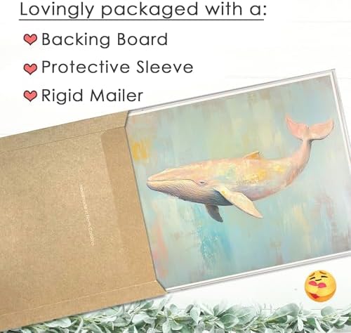 Pink Whale Ocean's Gentle Giant Art Print - 11x14 | Coastal Wall Art for Kids Room | Cute Room Decor for Girls | Bathroom Wall Pictures for Home | Bedroom Wall Art for Living Room