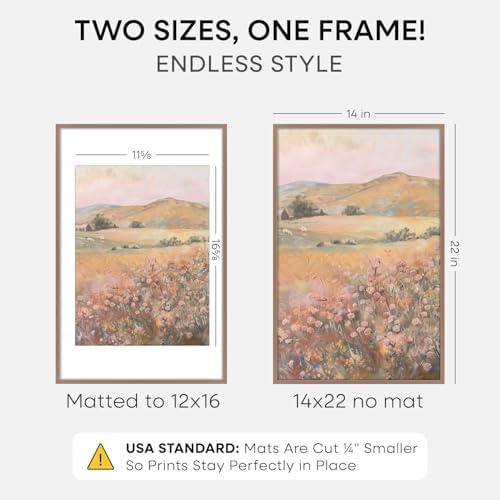 Homeforia 14x22 Mocha Picture Frame, High-End Metal, 12x16 Mat, Glass