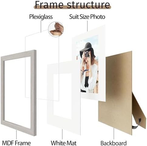Picrit 8.5x11 Picture Frame Set of 12, Modern Gallery Wall Frames, Gray