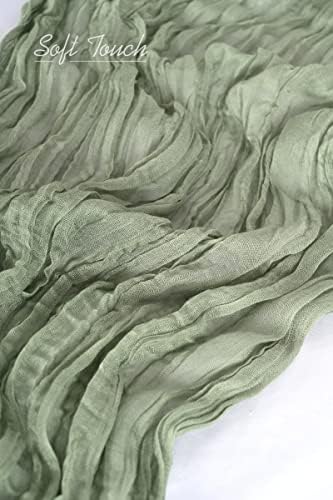 6 Pack Sage Green Cheesecloth Table Runner, Extra Wide 35x120 Inch