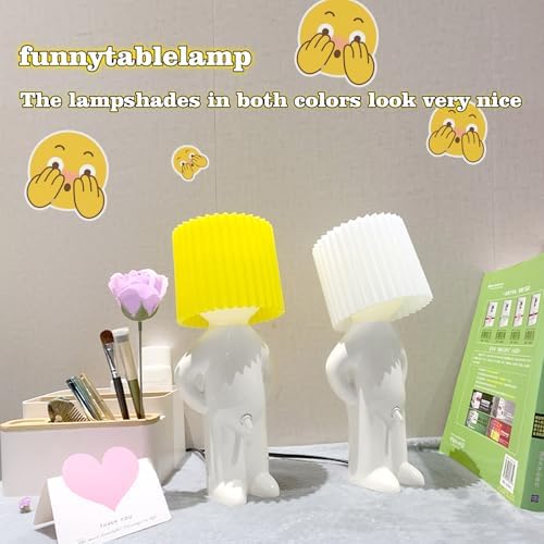 Fathers Day Gift Shy Man Lamp-Creative Gag Funny Night Light LED Table Lamp,Bedside Night Light, White Elephant Novelty Gifts for Men Women Christmas Valentines Day Him Her(White)