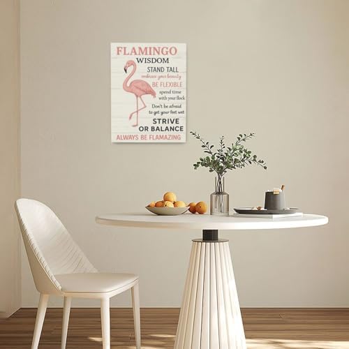 Pink Flamingo Decor Wall Art Flamingo Wisdom Pictures Inspirational Quotes Canvas Prints Painting Animal Artwork Decoration for Bathroom Bedroom Living Room Framed Girls Gifts 20"x24"