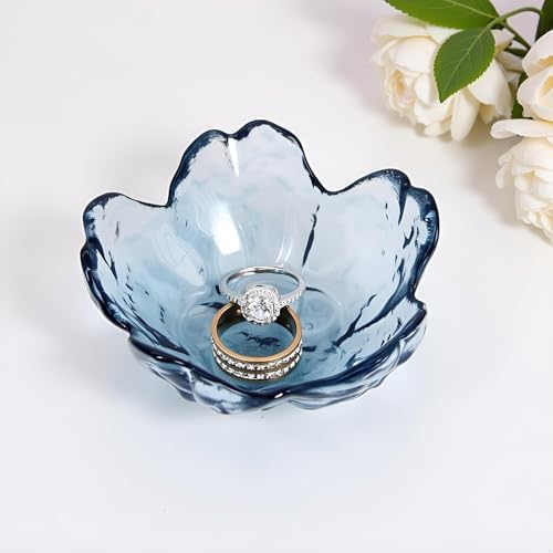 Crystal Blue Flower Ring Dish Jewelry Tray