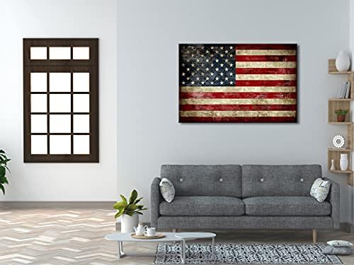 Pyradecor Large Old Vintage American Flag Canvas Prints Wall Art Pictures Paintings for Living Room Office Home Decorations Modern Abstract Landscape Artwork 24" x 36"