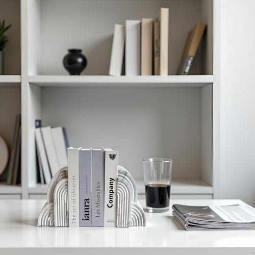 LIFFY Cloud Book Ends Decorative,7 Inch Resin Non-Skid Decorative Bookends for Shelves, Book Ends for Heavy Books,Indoor Morden Book Holder for Home Ornaments