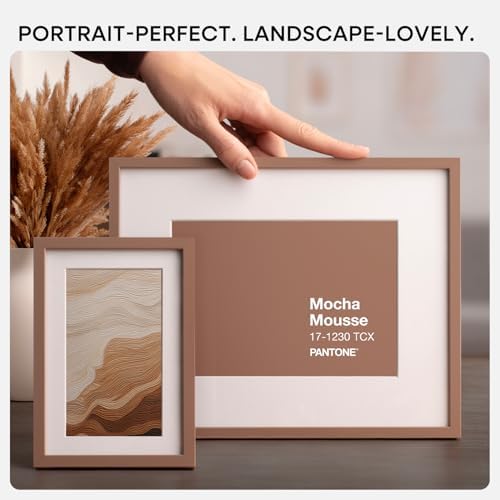 Homeforia 8x11 Mocha Picture Frame, High-End Metal, 6x9 Mat, Glass