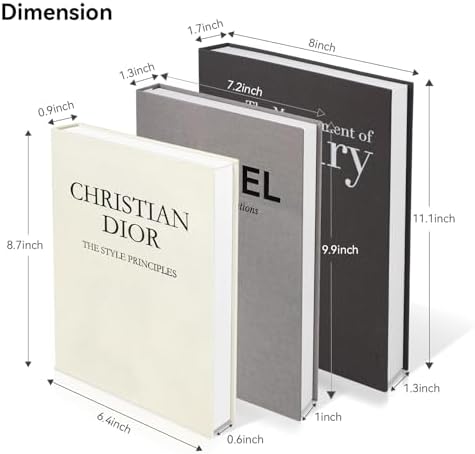 1DOT2 Decorative Books Set of 3, Black-Gray-Beige-Luxury