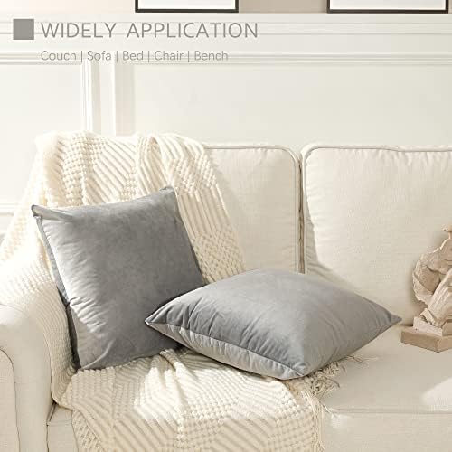 Stellhome Rectangle Velvet Pillow Covers Decorative Cushion Covers for Bed Couch Sofa Bench, 12 x 20 inch (30 x 50 cm), Grey, Pack of 2