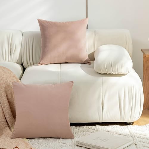 Home Brilliant Euro Shams 26x26 Large Pillow Covers 66cm Velvet Pillow Covers for Couch Sofa Bench Office, Set of 2, Misty Rose