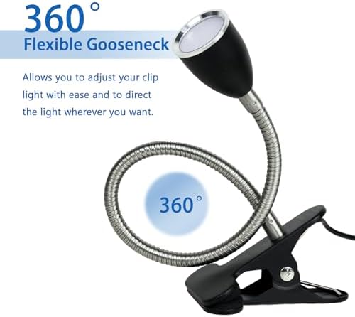 LALISU Desk lamp Eye-Caring Table Lamps, 360°Rotation LED Desk Clip Lamp
