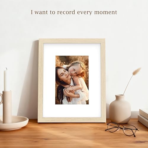 An&He 8 x 10 Picture Frame, 1Pack, Light Oak Photo Frames, Wooden Frame with High Definition Tempered Glass for Wall and Tabletop Display
