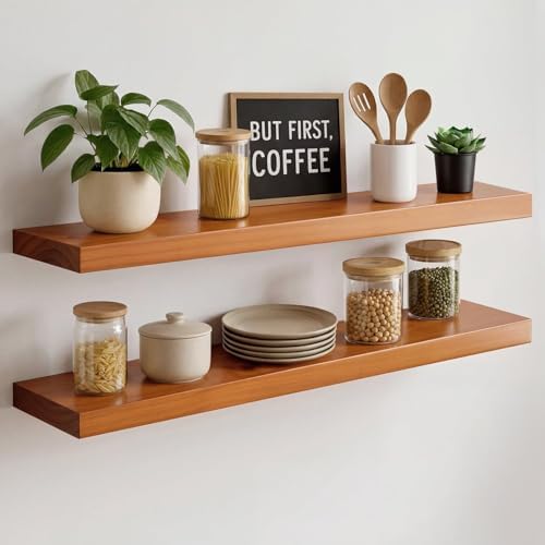 Homeforia 30 Inch Floating Shelves, High-End Solid Pine Wood, Set of 3